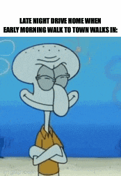 a cartoon of squidward from spongebob squarepants with his arms crossed .