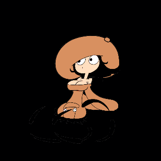 a cartoon drawing of a girl wearing a brown hat
