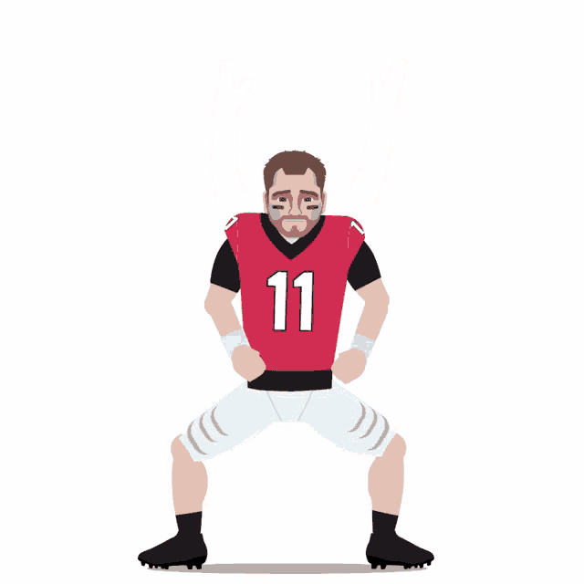a cartoon drawing of a football player with the number 11 on his jersey