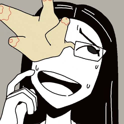 a black and white drawing of a woman with glasses
