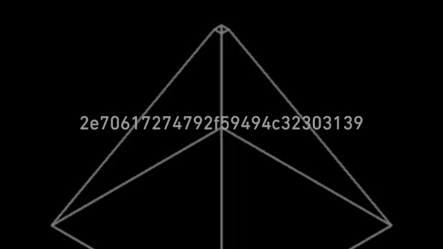 a black and white x with a white eye in the center