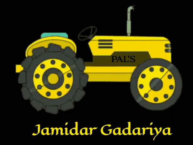 a yellow tractor with the words pal 's on it