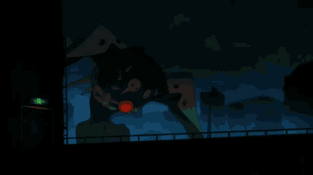 a glow in the dark robot is standing next to a black robot