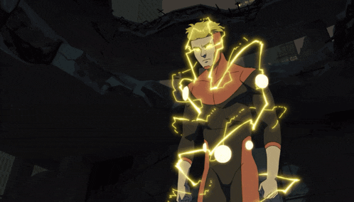 a cartoon of a man with lightning coming out of his body