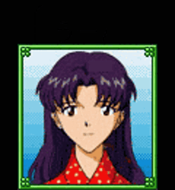 a pixel art drawing of a girl with purple hair