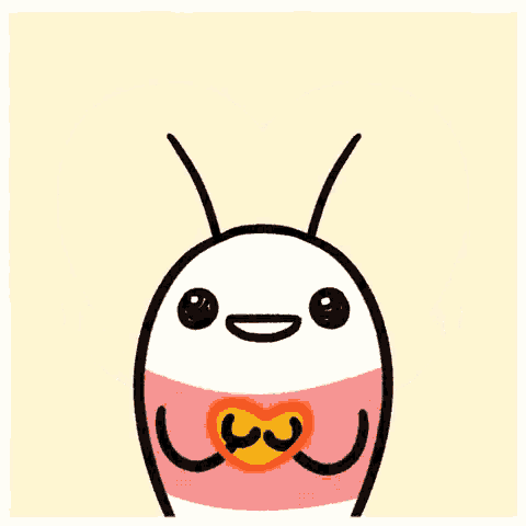 a cartoon drawing of a bug with a heart shaped head