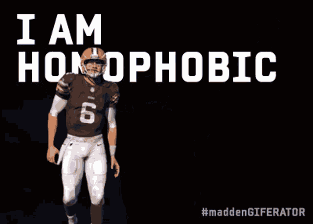 a football player wearing a brown jersey with the number 6 on it