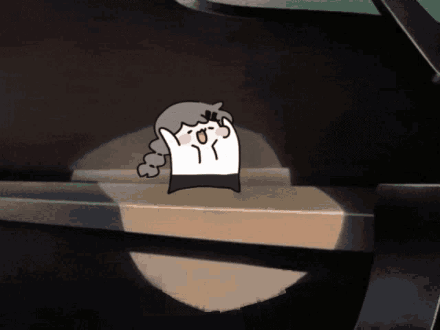 a cartoon drawing of a girl with a ponytail giving a thumbs up sign