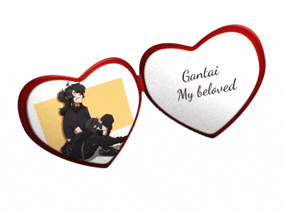 two hearts with a picture of a person and the words gantai my beloved
