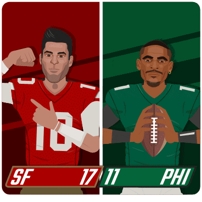 a drawing of two football players with sf 17 and phi 11