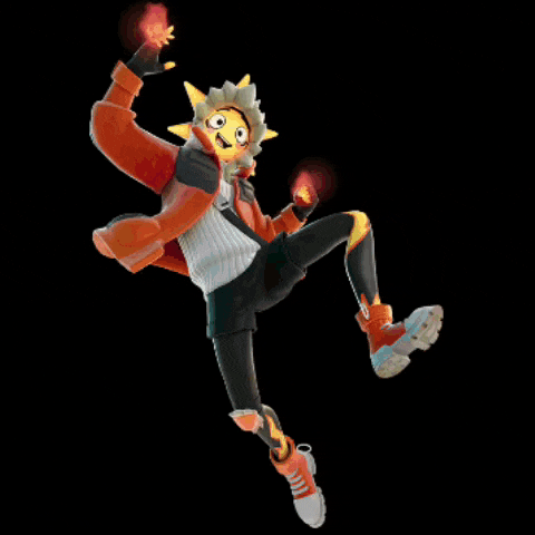 a cartoon character is jumping in the air with a mexican flag behind him