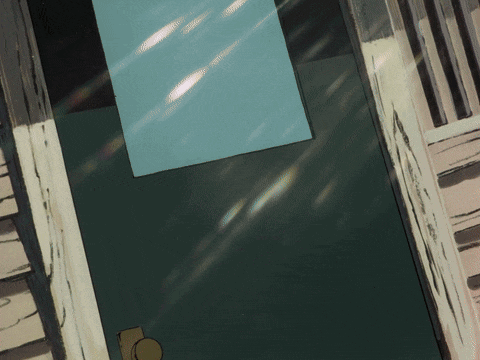 a cartoon drawing of a door with a sign on it