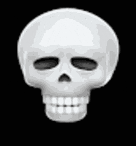 a cartoon skull with a smile on its face and a black background .