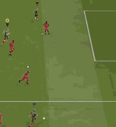 a group of soccer players are playing on a field with the goon xl written in the corner