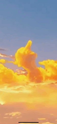 a painting of a cloud that looks like a hand giving a thumbs up .