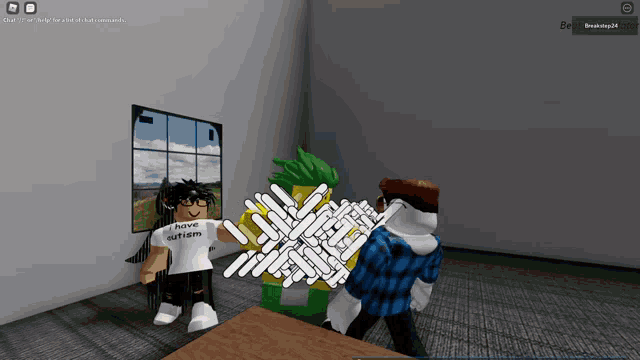 a boy in a white shirt that says i have autism on it