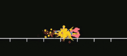 a cartoon drawing of a person standing on a line with a rainbow in the background