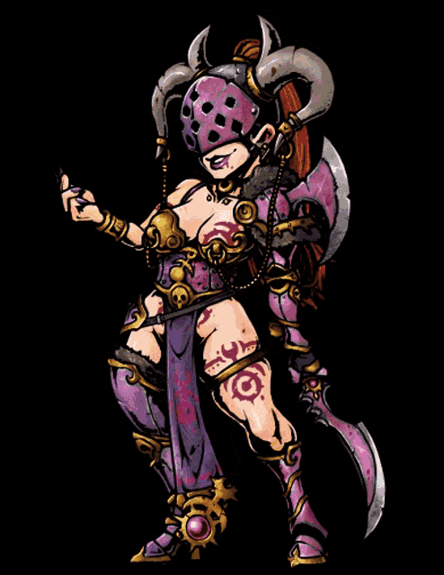 a cartoon of a woman with horns and a mask