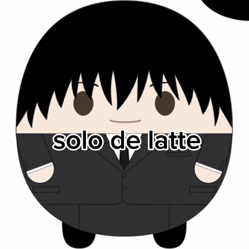 a cartoon character with the words solo de latte written on it
