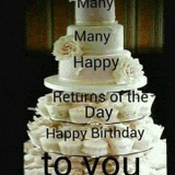 a birthday cake with the words many happy returns of the day happy birthday to you on it