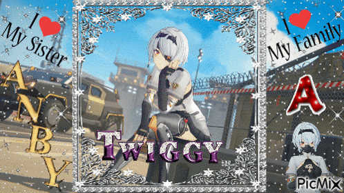 a picture of a girl with the name twiggy