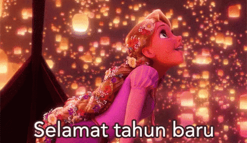 rapunzel from tangled is looking up at the sky with lanterns