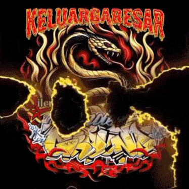 a poster with a snake and the word keluargabesar