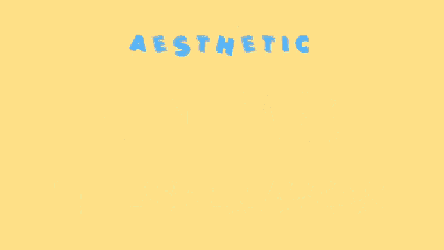 a yellow background with the words aesthetic fantasy in blue