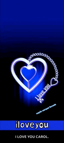 a blue background with hearts and the words i love you carol
