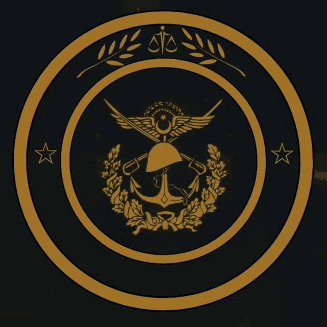a logo for askeri inzibat with a helmet anchor and scales of justice on it