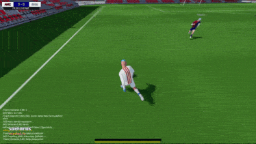 a soccer game is being played on a computer and the score is 3 to 0