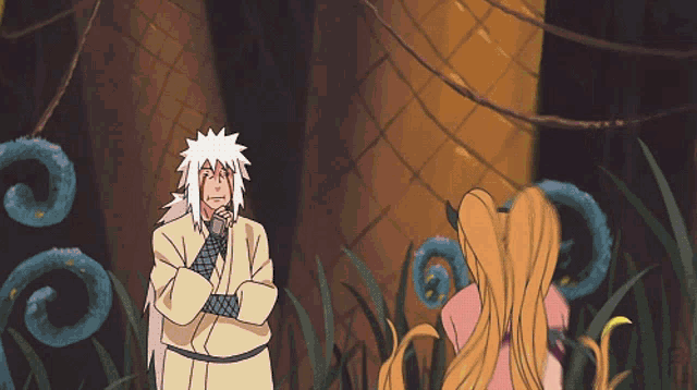 a man and a woman are standing next to each other in a cartoon