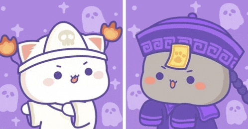 a couple of cartoon characters standing next to each other