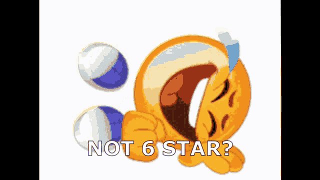 a cartoon smiley face is laughing with the words not 6 star below it