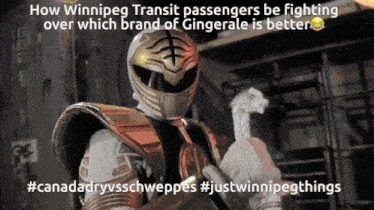 a picture of a power ranger with a caption about winnipeg transit