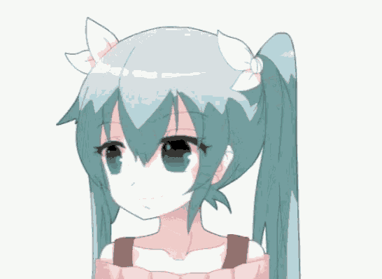 hatsune miku is wearing a maid hat and making a funny face with her mouth open .
