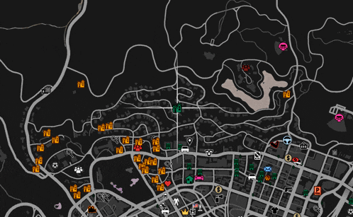 a map of a city with the number 76 on the bottom right