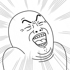 a black and white drawing of a cartoon character with a very angry face .