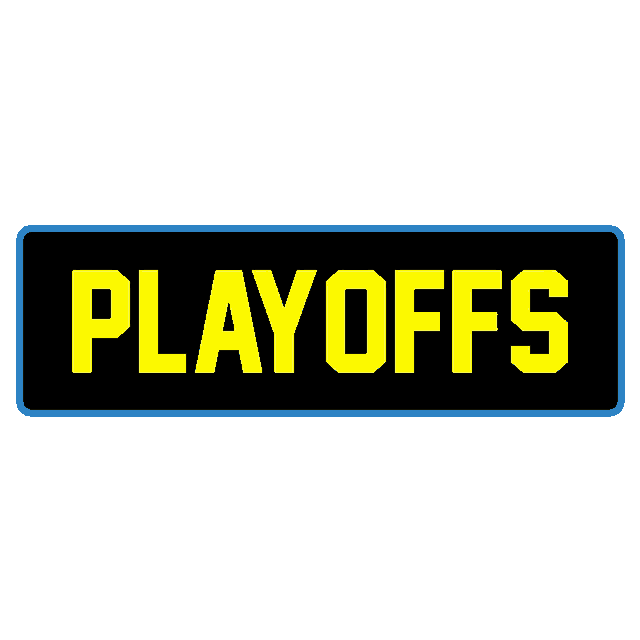 a black sign that says playoffs on it