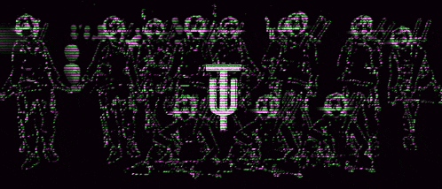 a group of skeletons are standing in a line with the letter t visible