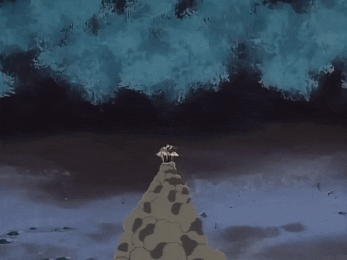 a cartoon of a man riding a horse on a rock