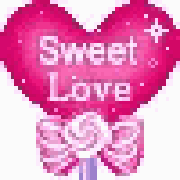 a pink heart with the words `` sweet love '' written on it