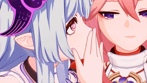 a couple of anime characters one of which has horns on her head