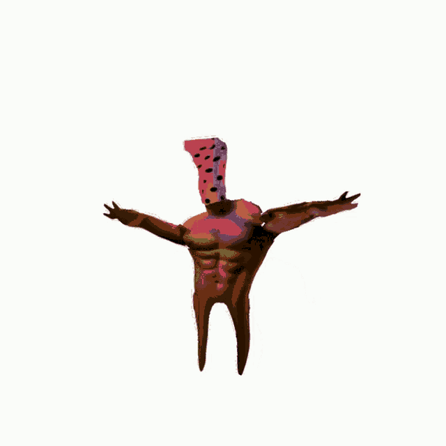 a colorful figure with a polka dot head and arms