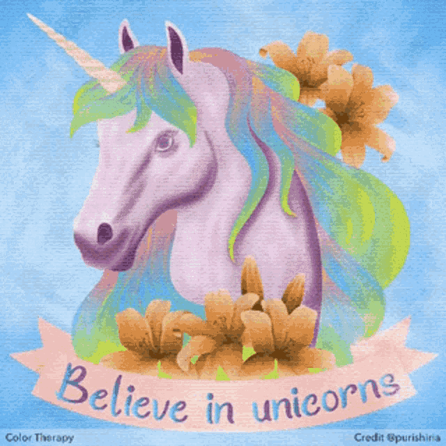 a coloring page of a unicorn with the words " believe in unicorns " on it