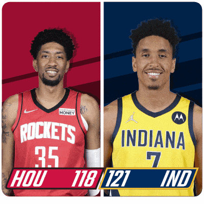 two basketball players from the rockets and the indiana pacers