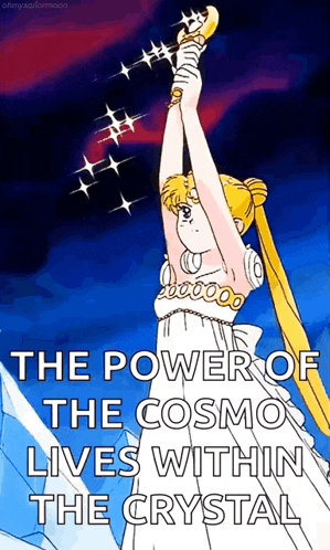 the power of the cosmo lives within the crystal is shown
