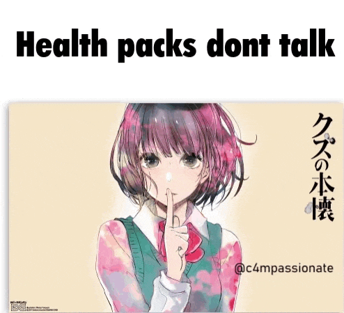 a picture of a girl with pink hair and the words health packs don t talk