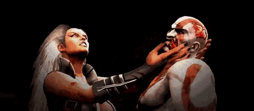 a woman is screaming at a man in a video game