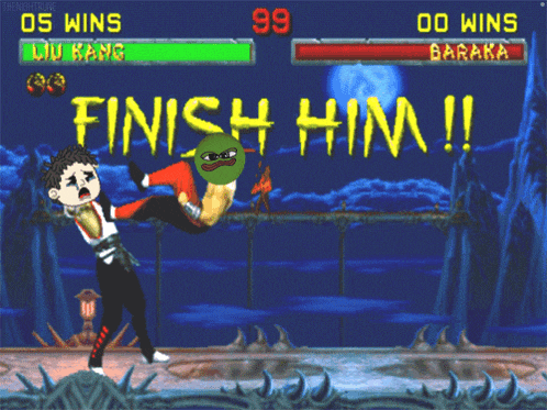 a video game with the words finish him on it
